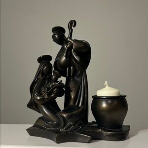 PartyLite Bronze Nativity Candle Holder